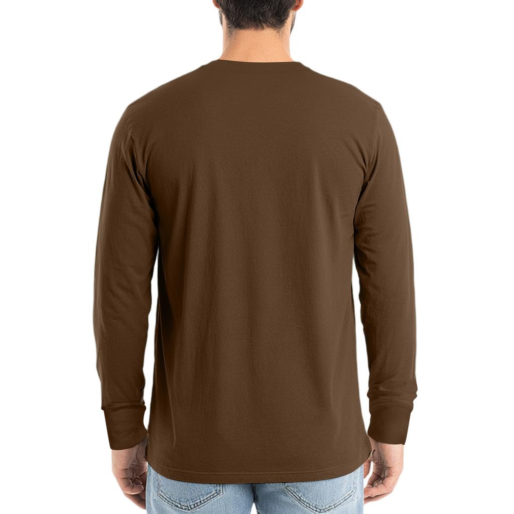 Men's V-neck Casual Solid Color Long-sleeved T-shirt Top
