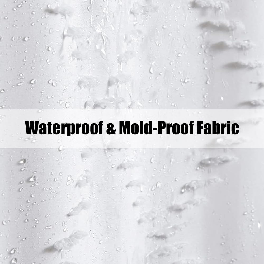 Kaxich White Polyester Shower Curtain, Waterproof Spherical Cut Flower Shower Curtains with Hooks and Weighted Hem (180x180 cm)