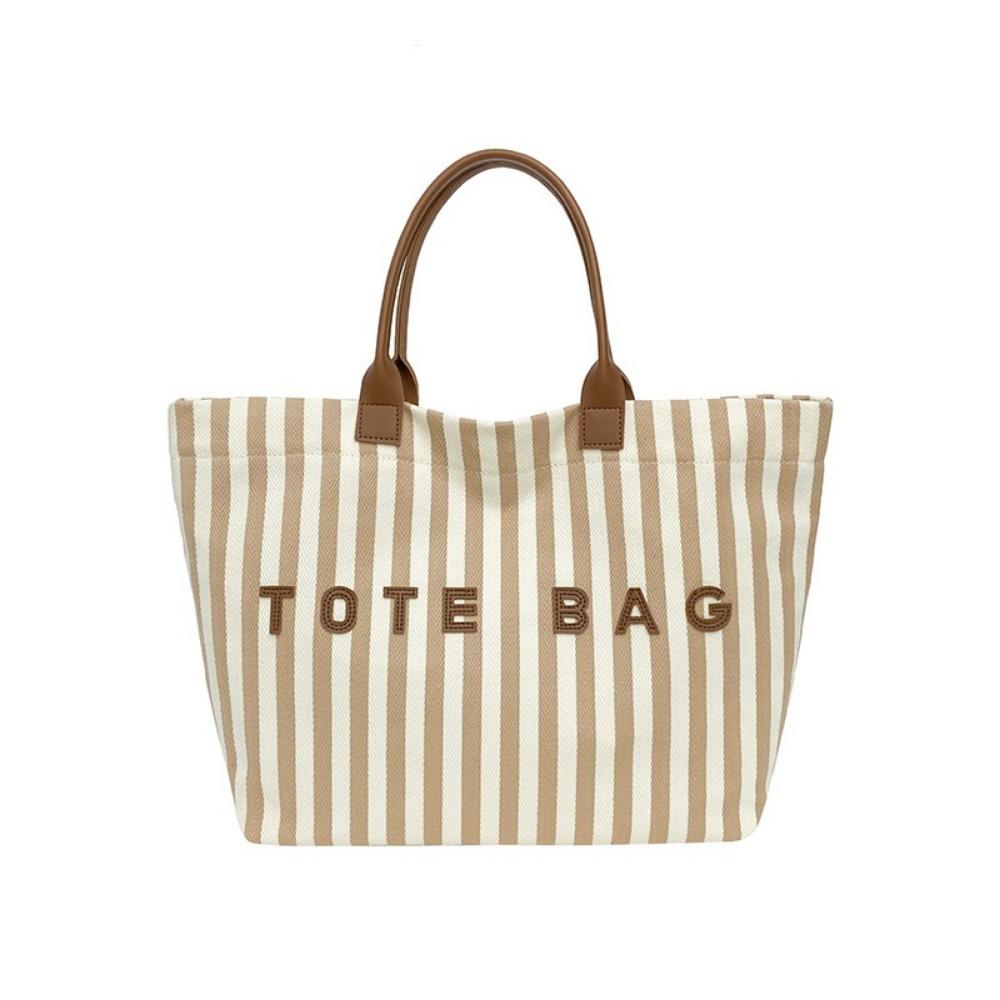 Large Capacity Women s Handbag Canvas Shoulder Bag Casual Striped Canvas Tote Bag  Women s Use