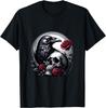 Crow Skull Bird Skull Raven Gloomy Gothic Roses T-Shirt