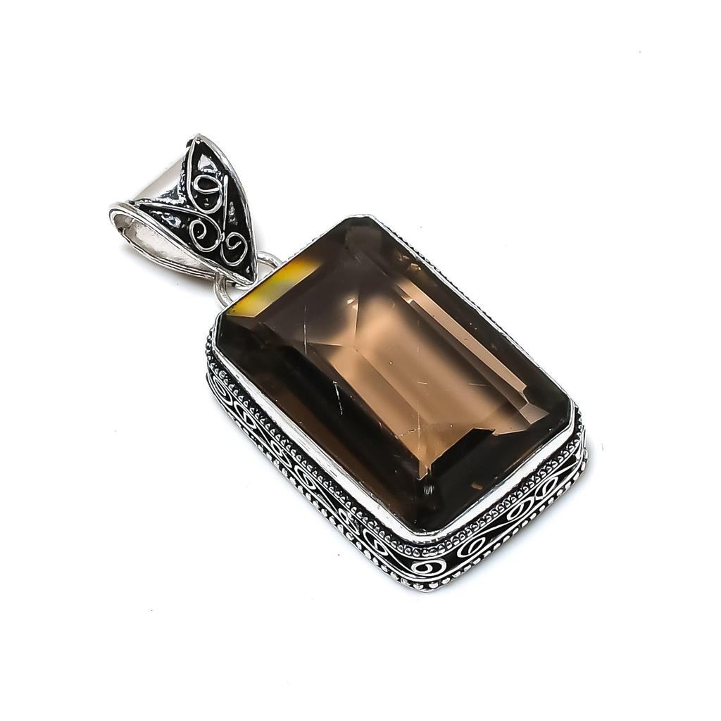 Zierlicher Rauchtopas Edelstein Silberanhänger aus 925 Sterling Silber - Handgefertigtes Design, Schmuck für den Alltag, Einzigartiger Anhänger Muttertagsgeschenk