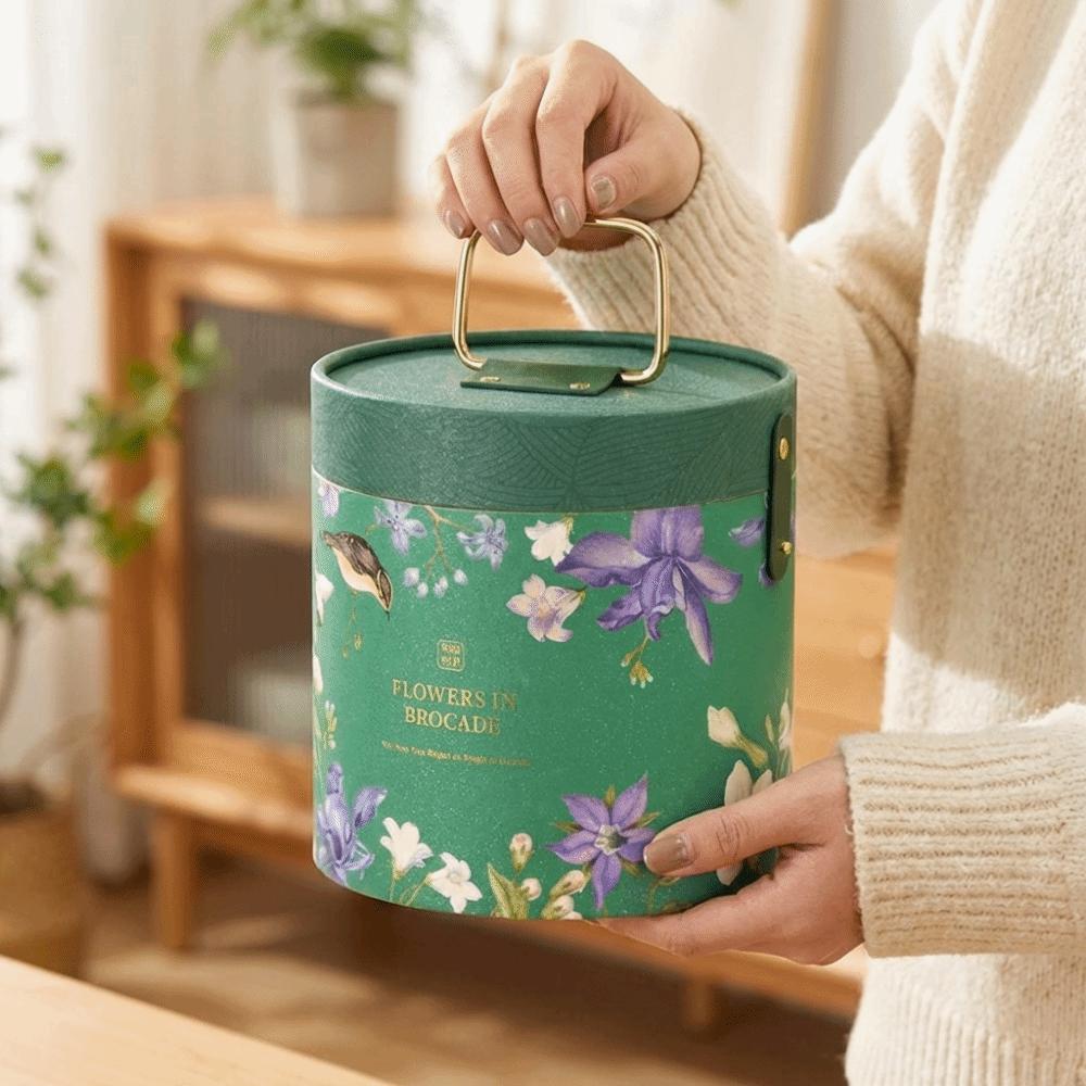 Round Rice Dumpling Gift Box Hot Stamping Process Handheld Round Bucket  Wedding