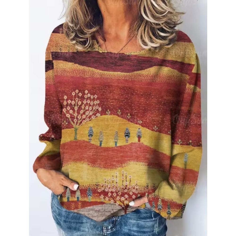 Elegant Vacation, Simple and Fashionable, Blue and White Contrasting Rules, Fine Stripe Pattern, 3D Printed Top, V-neck Long Sleeved Shirt