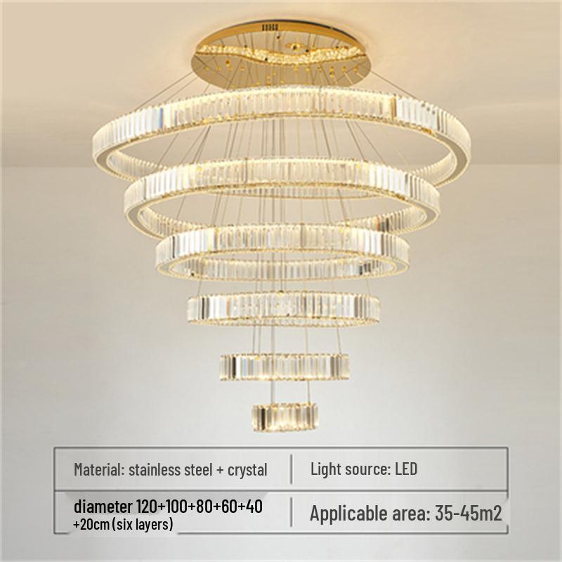 Modern Luxury Duplex Crystal Chandelier for High Ceiling Staircase & Villa Living Room