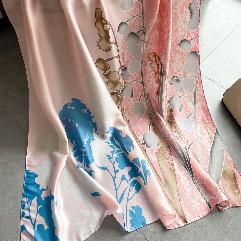 Högkvalitativa lyxiga sidenscarfs pannband Halsdukar Halsdukar för kvinnor Kedja Sidenscarfs dekorativ sjal för kvinnor