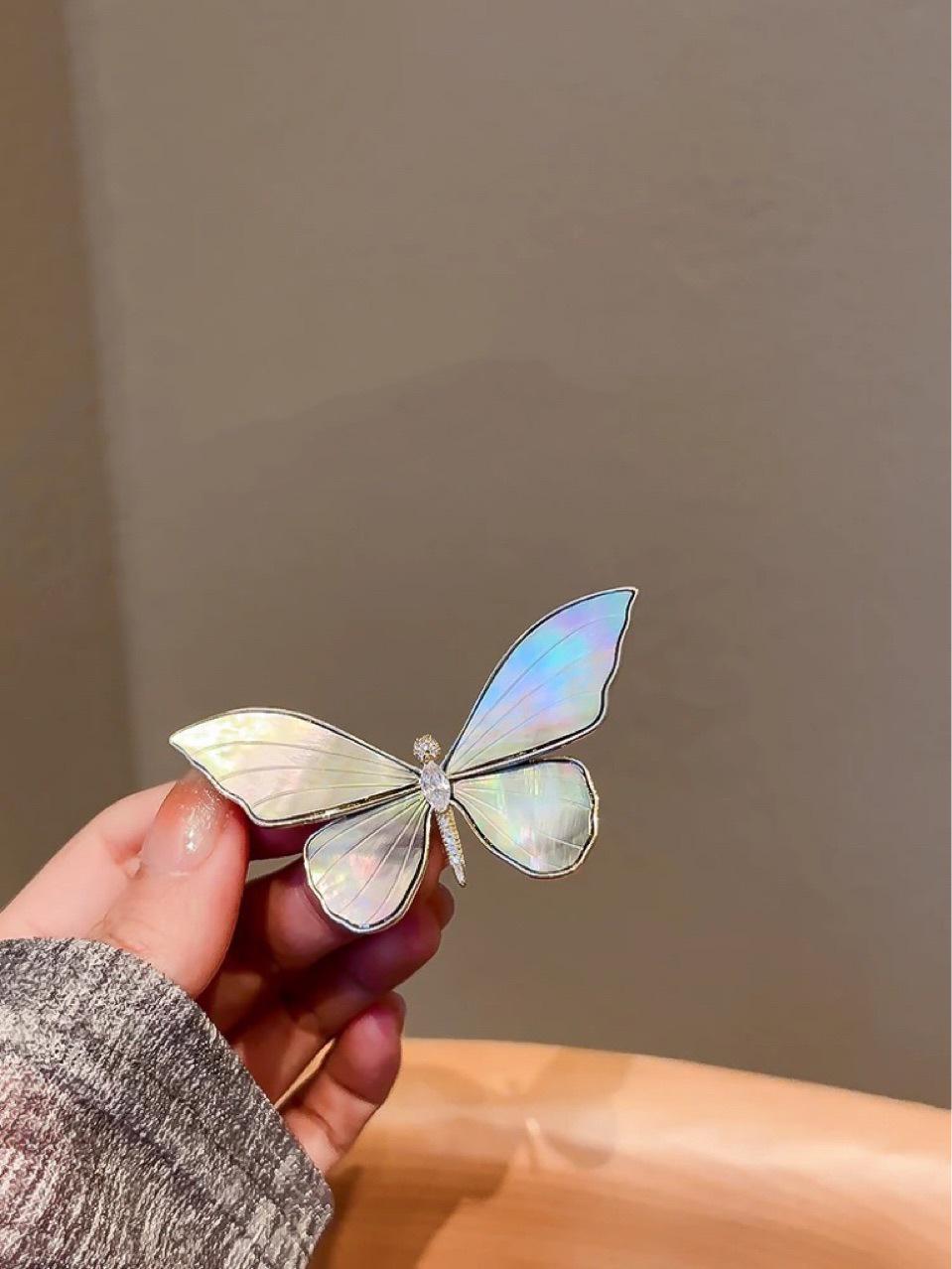 Натуральная брошь-бабочка из перламутра, модная булавка класса люкс для женских пальто и свитеров