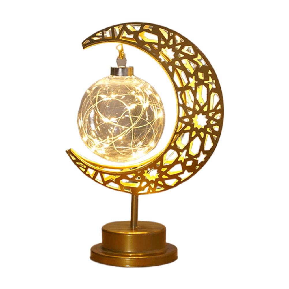 LED Night Light Metal LED Star Moon Light Battery Operated Moon Lamp Office & Home Decor Bedroom Ramadan Decoration Night Light