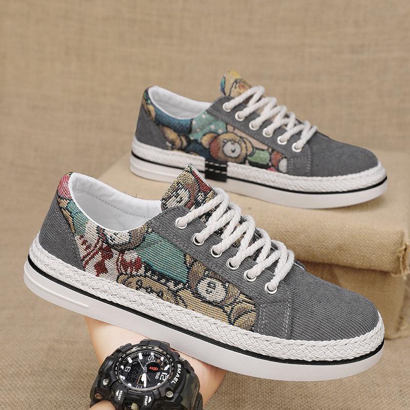 

Men s shoes 2025 new spring and autumn trend versatile Hong Kong style linen sports and leisure board shoes old Beijing cloth shoes 44