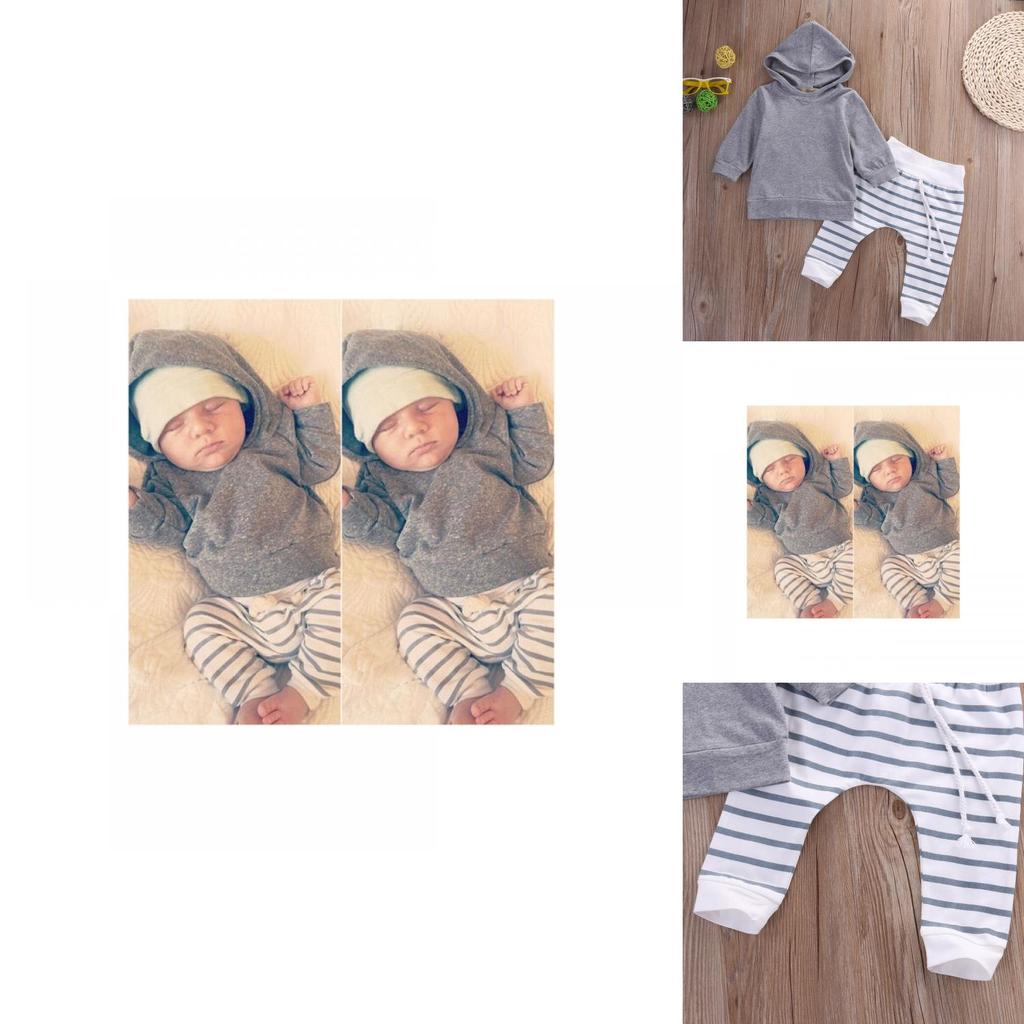 Toddler Kids Baby Boys Cozy Hooded Shirt Tops And Comfortable Pants Twopiece Outfits