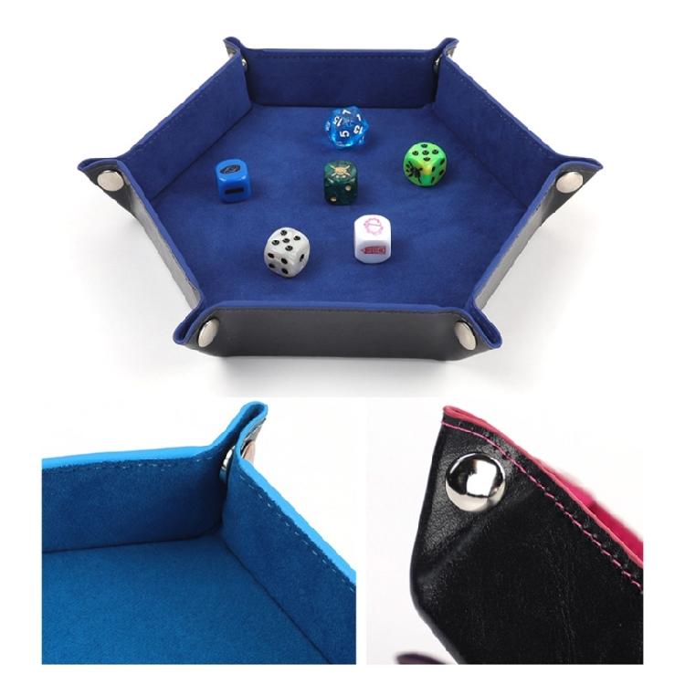 Dices Folding Tray PU Leather Velvets Holder Portable Folding Dices Rolling Tray
