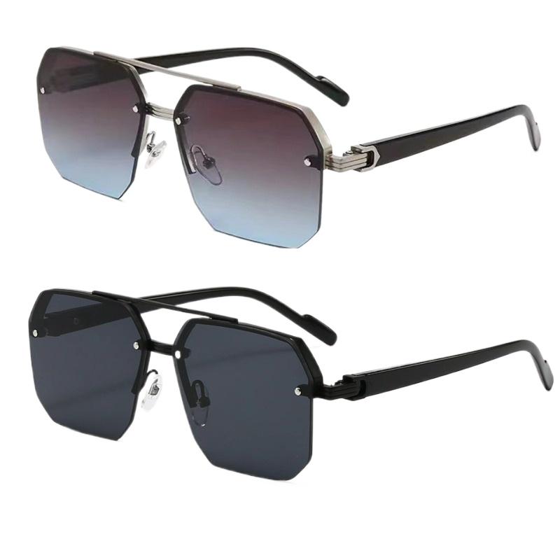 2 Pairs of New Half Frame Trimmed Glasses Suitable for Both Men and Women Square Shaped Regular Decorative Glasses