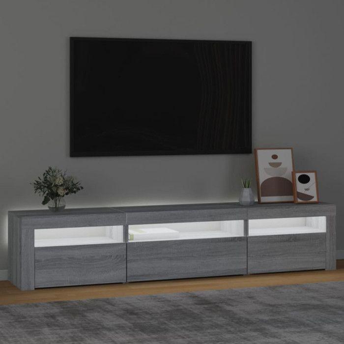 VidaXL Meuble TV avec Lumières LED Centre de Divertissement Rangement Meuble Média Meuble de Salon Salle de Séjour Maison 3152744