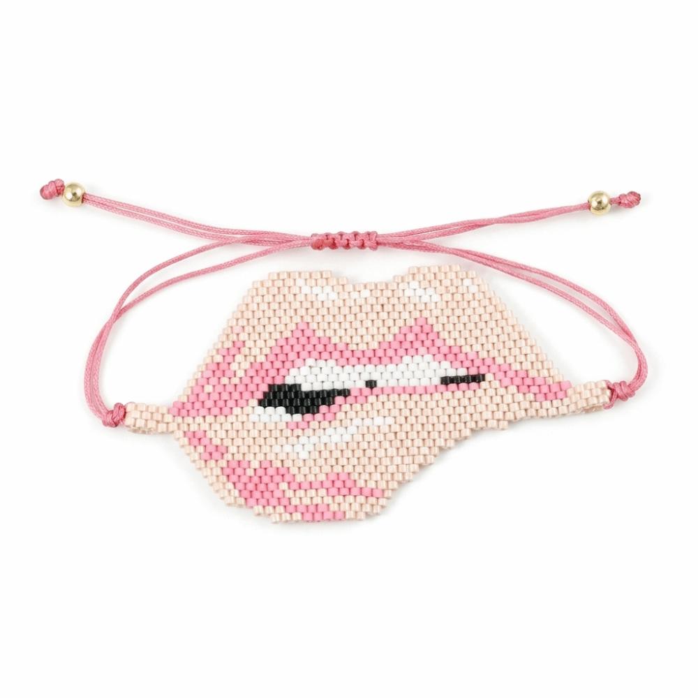 Fashion Beaded Bracelet Adjustable Lip Biting Bangle Cool Demon Eyes Hand Chain  Girl