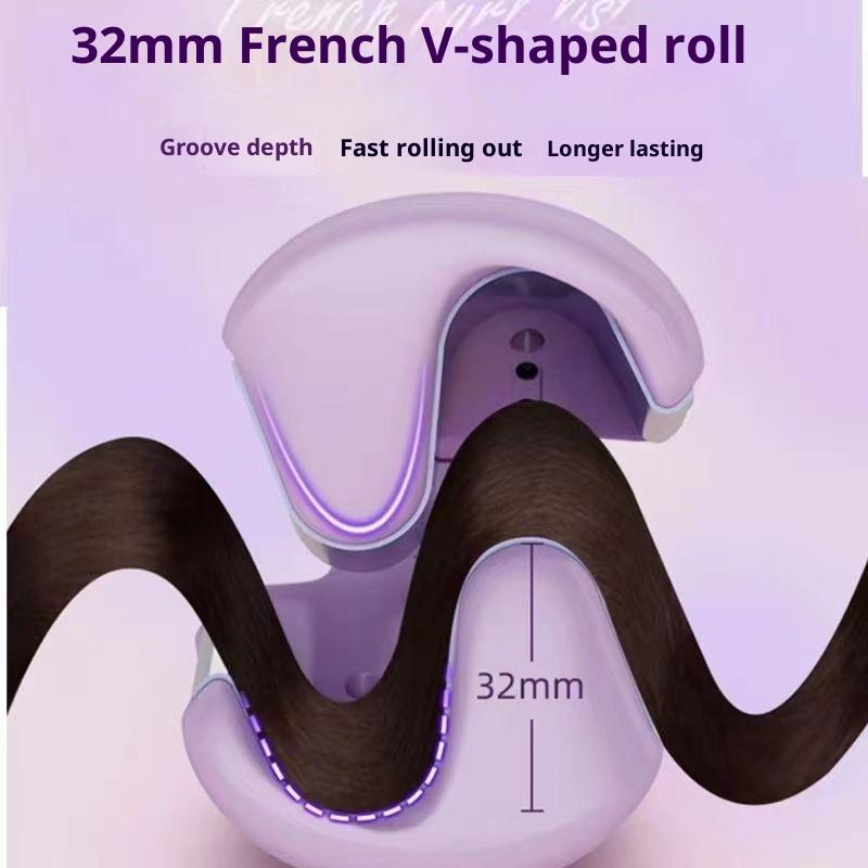 32Mm Electric Curling Iron Lambswool Curling Tool Long Lasting Styling French Anti-Flame Design For Wide Deep Waves