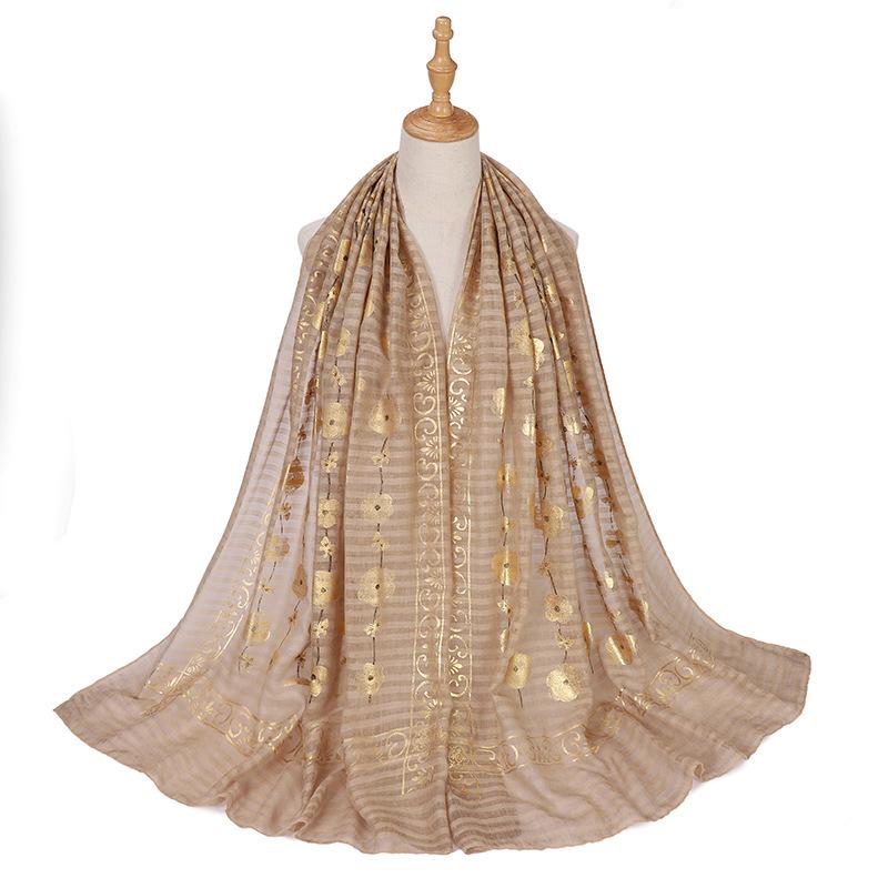 New Printed Gilding Cotton Hijab Scarf Women Luxury Stripe Glitter Scarves Poncho For Women Headband Bandana Shawl Turban Islam