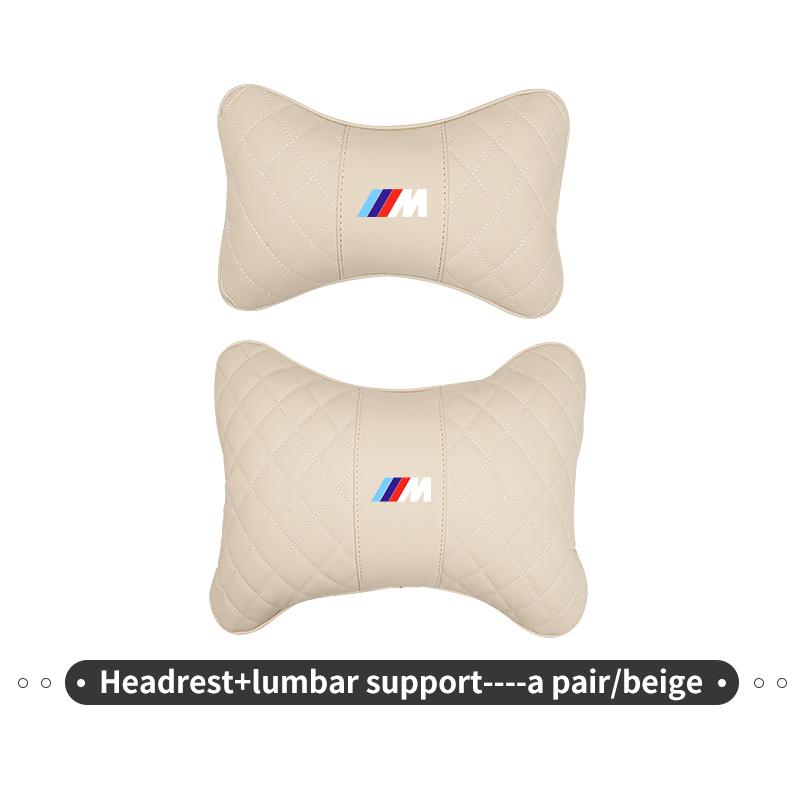 WCHT7 For BMW Leather Car Headrest Lumbar Support Neck Pillow Waist Cushion Auto Accessories E30 E34 E36 E39 E46 E52 E53 E60 E61 E62