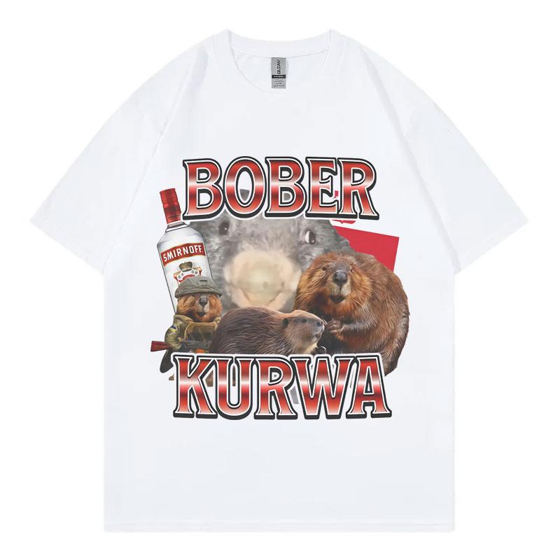 Bober Kurwa Fun Mouse Meme T-shirt, Vintage Harajuku Y2k T-shirt Casual, Fashionable and Comfortable Summer Print T-shirt