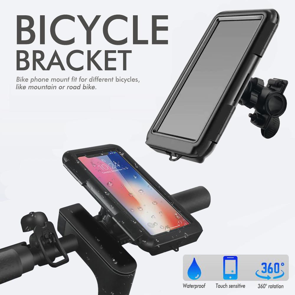 Waterproof Motorcycle Phone Mount, 360° Adjustable Bike Handlebar Holder for Smartphones with Anti-Shock for Navigation