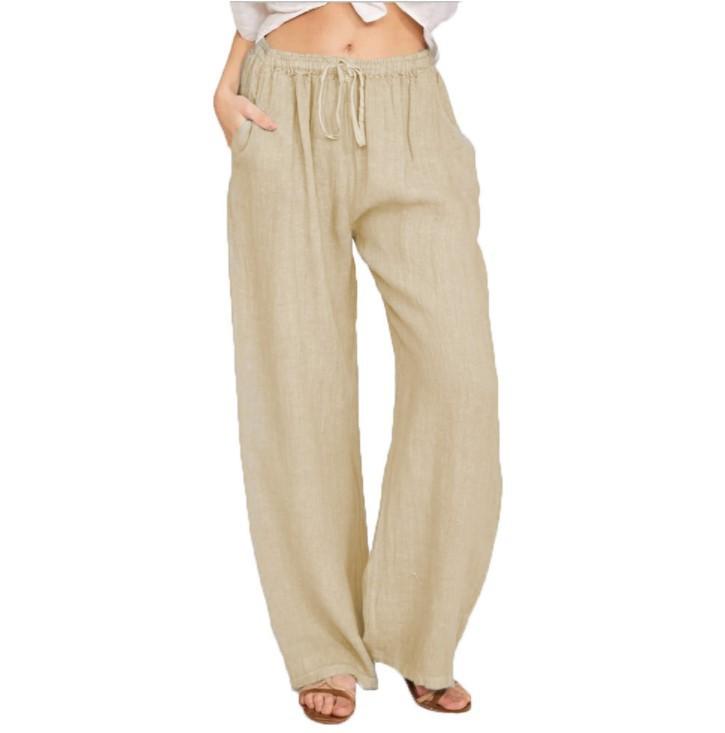 Pantaloni casual confortabili de vară pentru femei, pantaloni largi drapați
