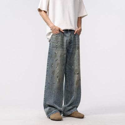 Spring Jeans American High Street Retro Old Loose Straight Pants