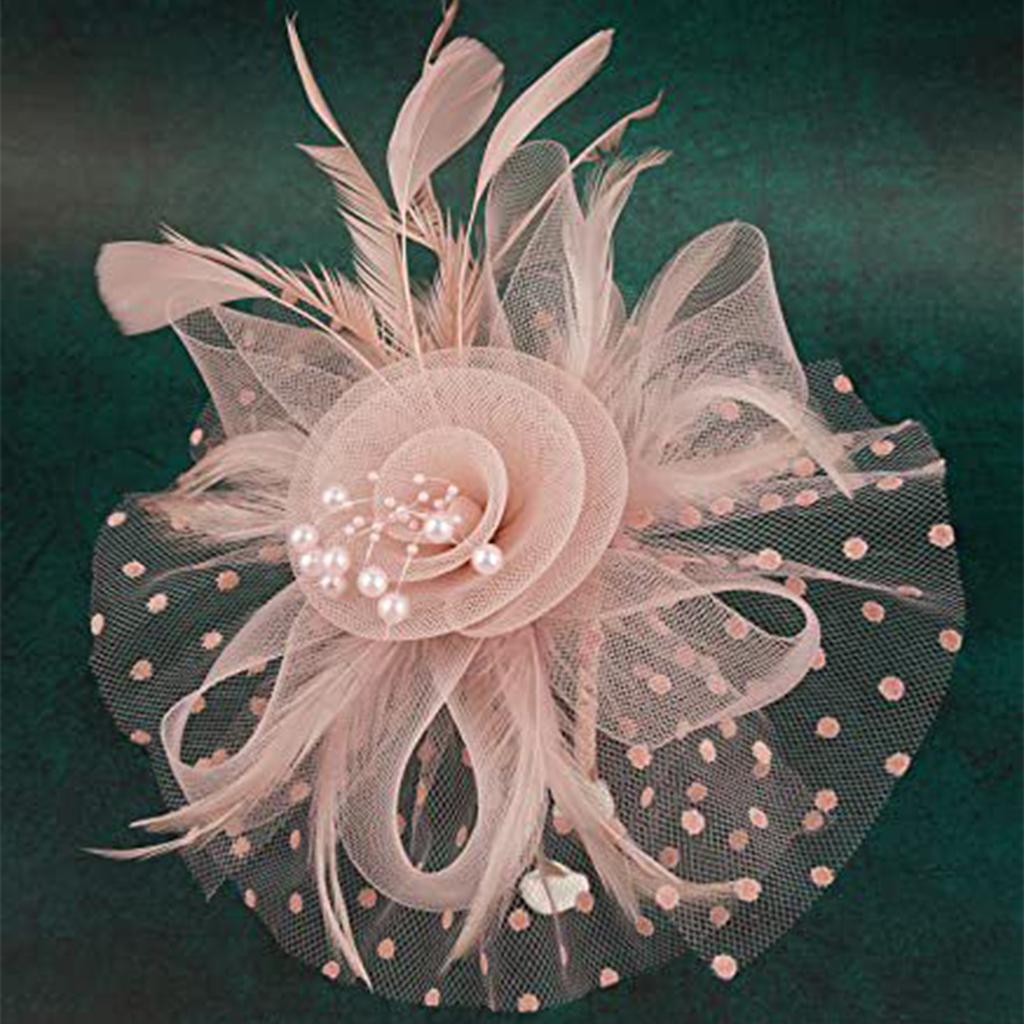 Feather Headpiece Women Mesh Hat Hair Band Headband Wedding Accessories Feather Headband Hat Party Hairpiece