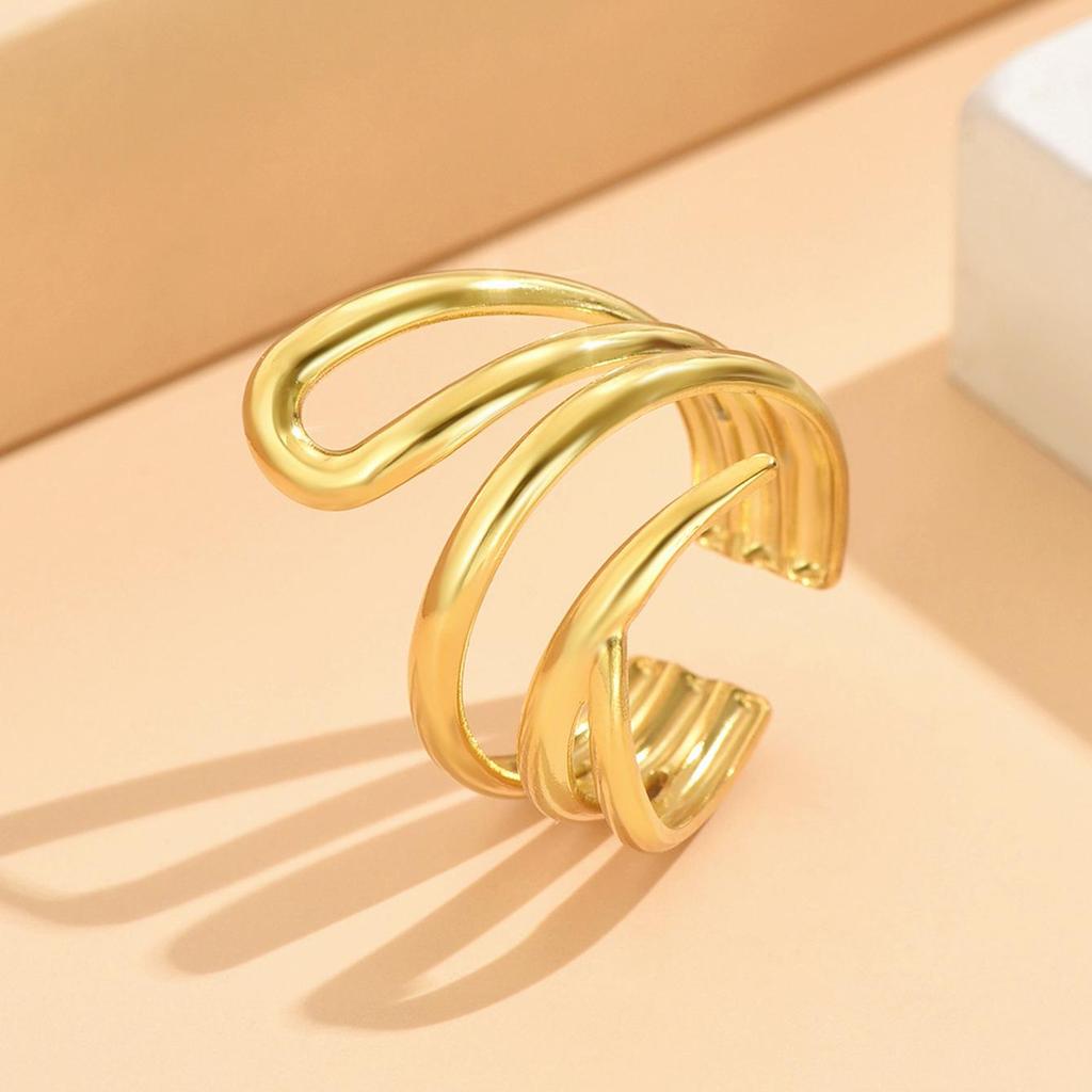 Cross-Border Artistic Irregular Line Design Stainless Steel Adjustable Index Finger Ring