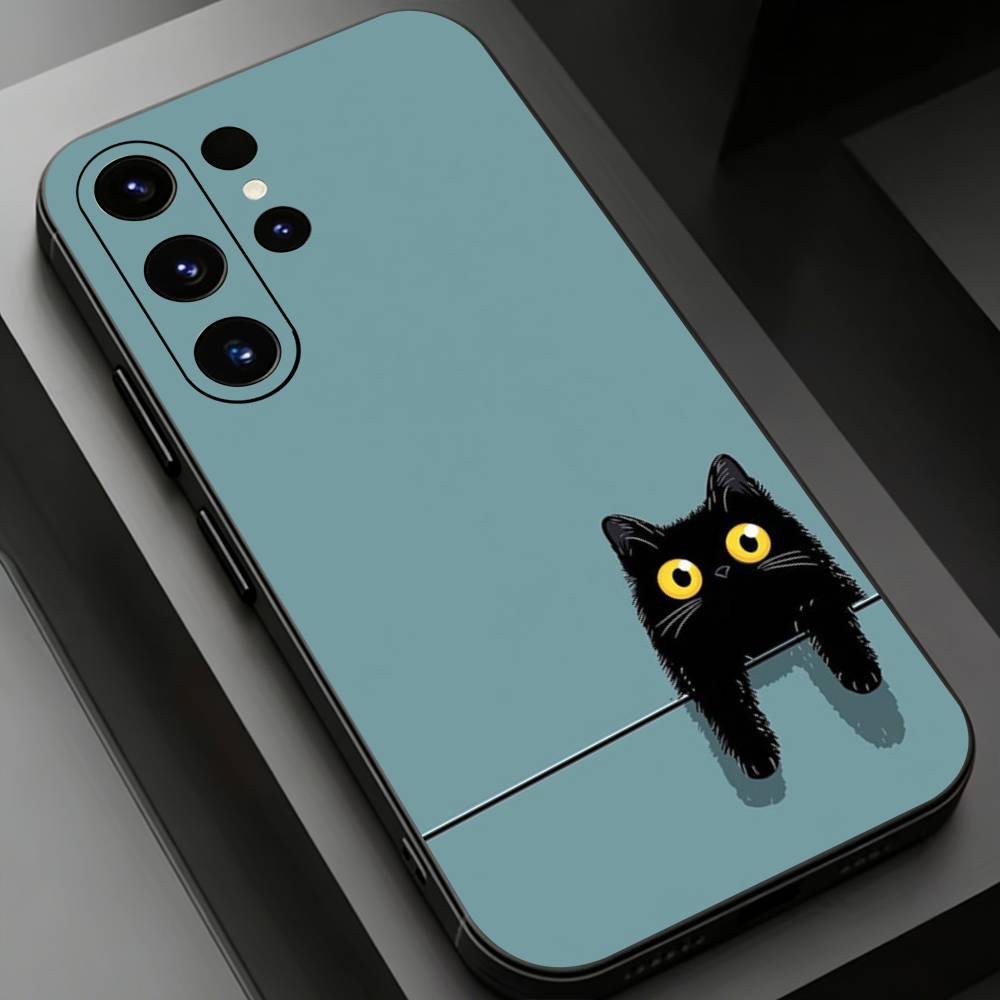 Schwarze Katze Handyhülle für Samsung Galaxy S24,25,26,23 22,21,S20 Plus Ultra FE weiche Hüllen