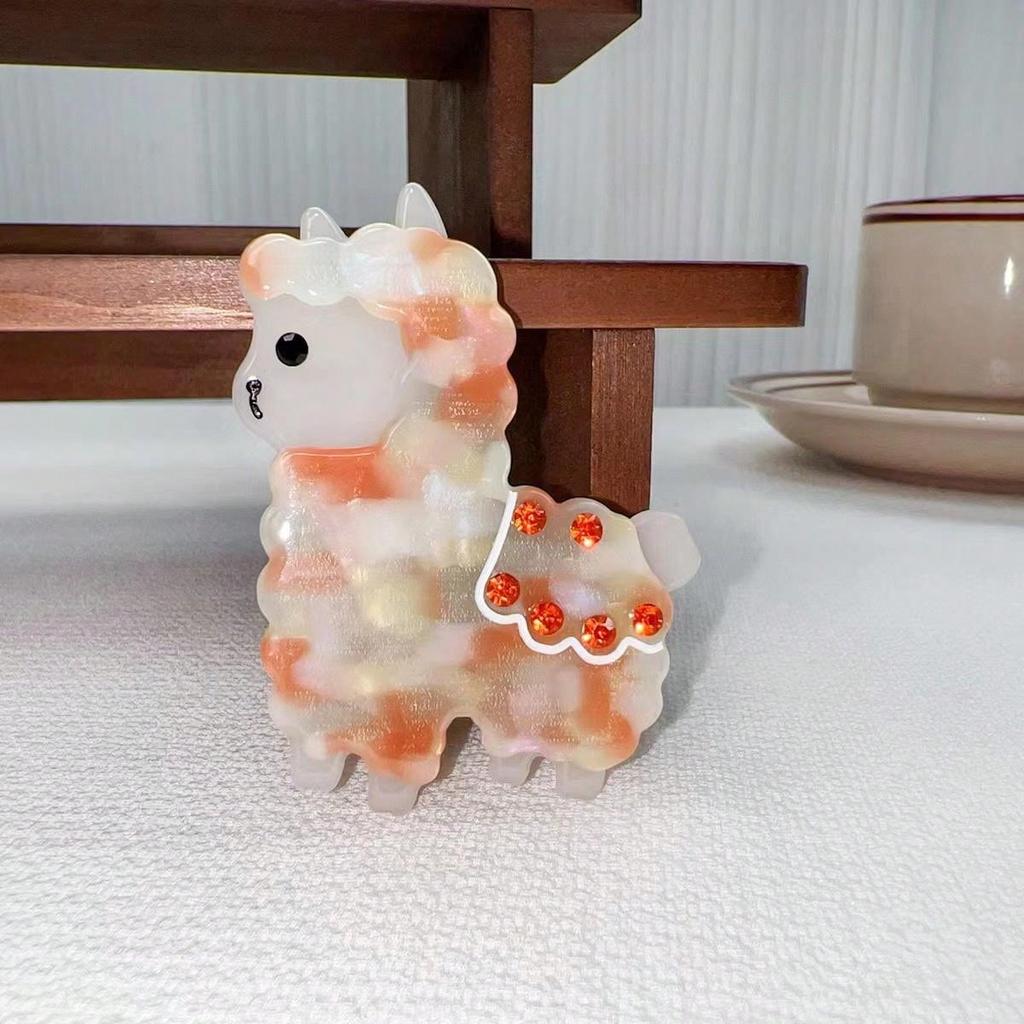 1pc new dopamine splicing diamond inlaid acetic acid alpaca hair clip cute girl heart flat clip shark clip hair accessory