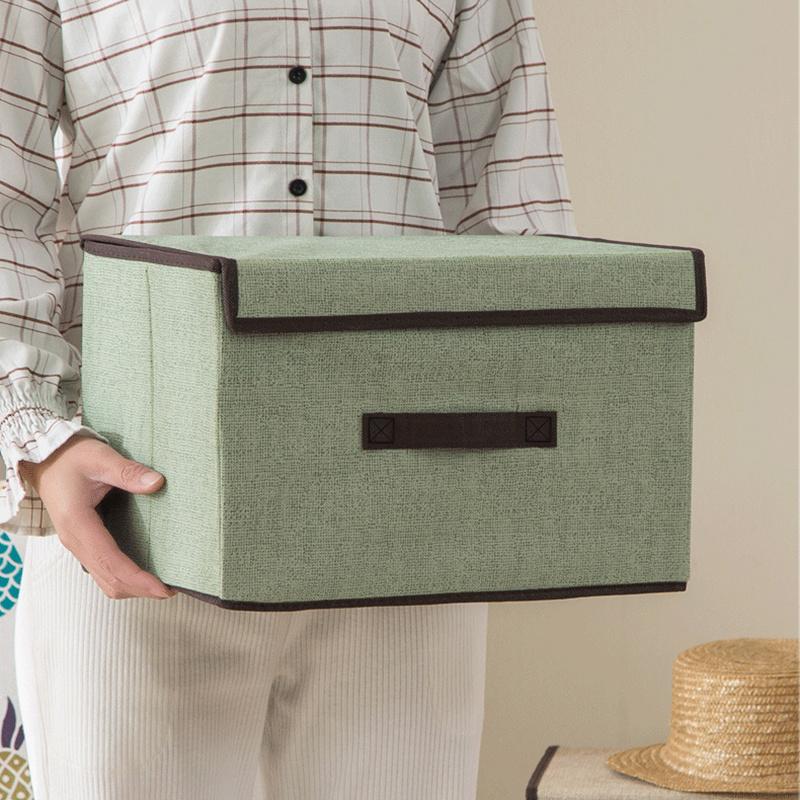 1 unidad Caja de almacenamiento multiusos con tapa para armario, ropa, libros, cosméticos, juguetes Caja de almacenamiento no tejida a prueba de polvo