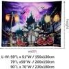 Blacklight Castle Tapestry Halloween Pumpkins Bats Moon Post Lamps Poster Scary Hippe Room Decor Bedroom Uv Reactive Wall Hanging