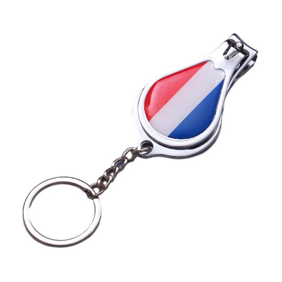 Football Match National Flag Nail Clippers, Stainless Steel Fingernail Cutter with Key Ring, 3-in-1 Bottle Opener Keychain, Soccer Fans