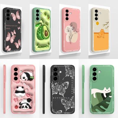 For Samsung Galaxy A57 A37 A27 5G Case Romantic Butterfly Pattern Soft Liquid Silicone Camera Coverage High Quality Phone Shell