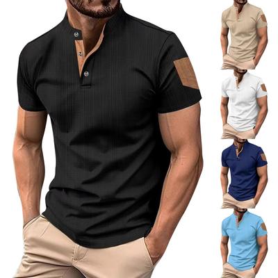 Hauts d'été à manches courtes pour hommes, couleur unie, style rétro, décontractés et tendance
