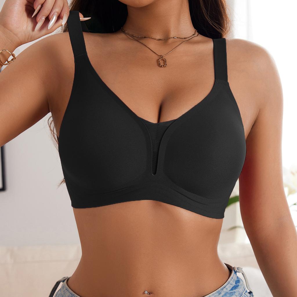 European and American Seamless Solid Color Wireless Sports Lace Bra Comfortable Sexy No-rim Underwear