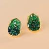 Ovale grüne glasierte Ohrstecker einfache Hofstil-Ohrringe leichter Luxus hoher Sinn für Mode Temperament-Ohrringe Frauen
