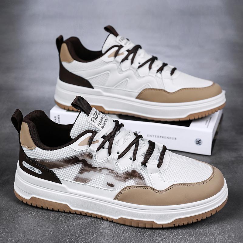 Shoes men's shoes summer breathable mesh low-top sports board shoes middle school students trend versatile casual little white shoes thick sole