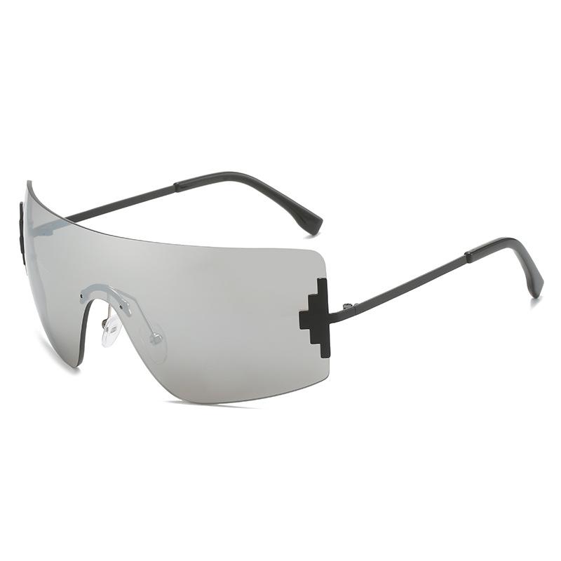 

Цельные солнцезащитные очки без оправы, персонализированные очки в стиле хип-хоп Y2K с большой оправой для женщин Regular