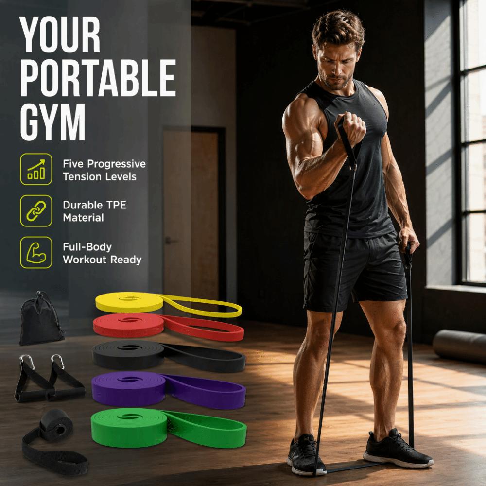 9pcs Long Lasting Use Resistance Bands Set Yoga Stretching Bands Strength Training