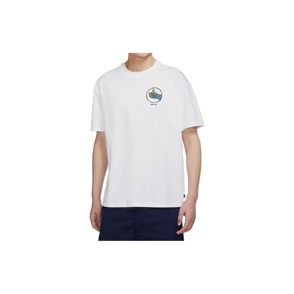Nike SB Logo Print Skateboard Crew Neck T-Shirt Men Tops White DV2679-100