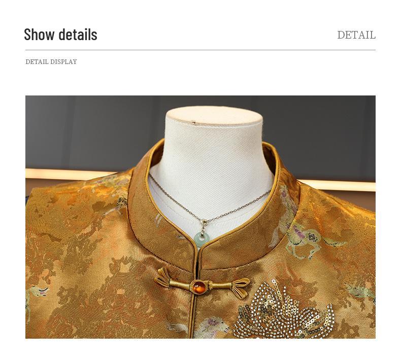 Elegant Spring Outfit: Chinese Style Silk Velvet Vest Set for Moms (50+), Featuring Wide-Legged Trousers