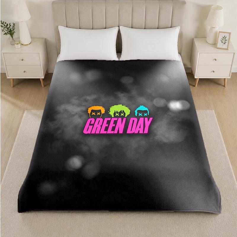 Green Day Print Flanelldecke Gemütliche Leichte Plüschdecke für Bett Sofa Haushalt