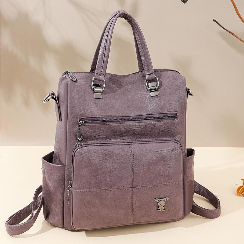 Multifunctional Soft Leather Backpack Women's New Trendy Women's Bag Large Capacity Simple Casual Women's Backpack