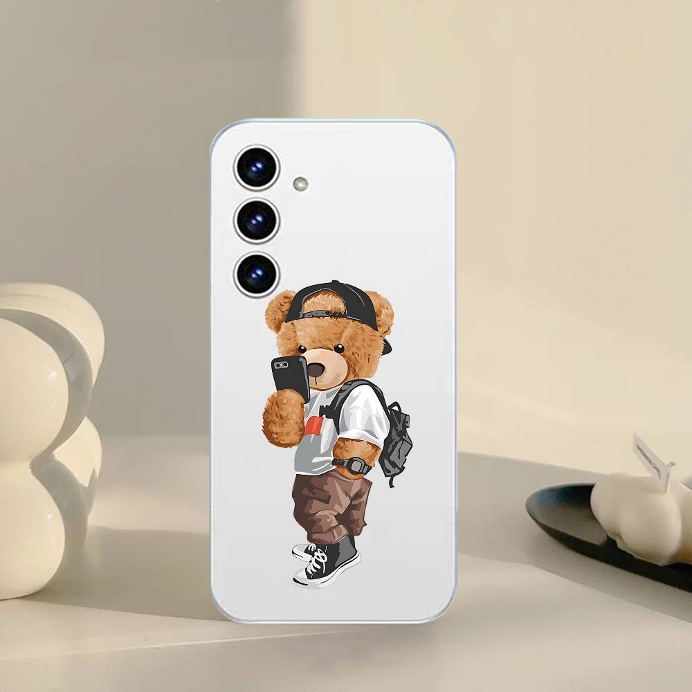 Teddy Bear Phone Case For Samsung Galaxy A52 A12 A51 S21 Edge S22ULTRA S23 S24 S20LITE Plus Ultra Transparent Cover
