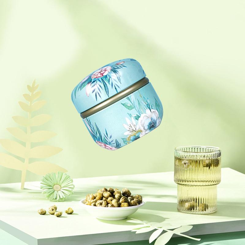 Tea Caddy Tea Box Containers Candle Cans Coffee Candy Snacks Sealed Iron Jars Floral Pattern Small Portable Storage Boxes