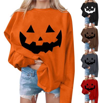 Women's Casual Fashion Halloween Print Long Sleeve O-Neck Sweatshirts Pullover Top