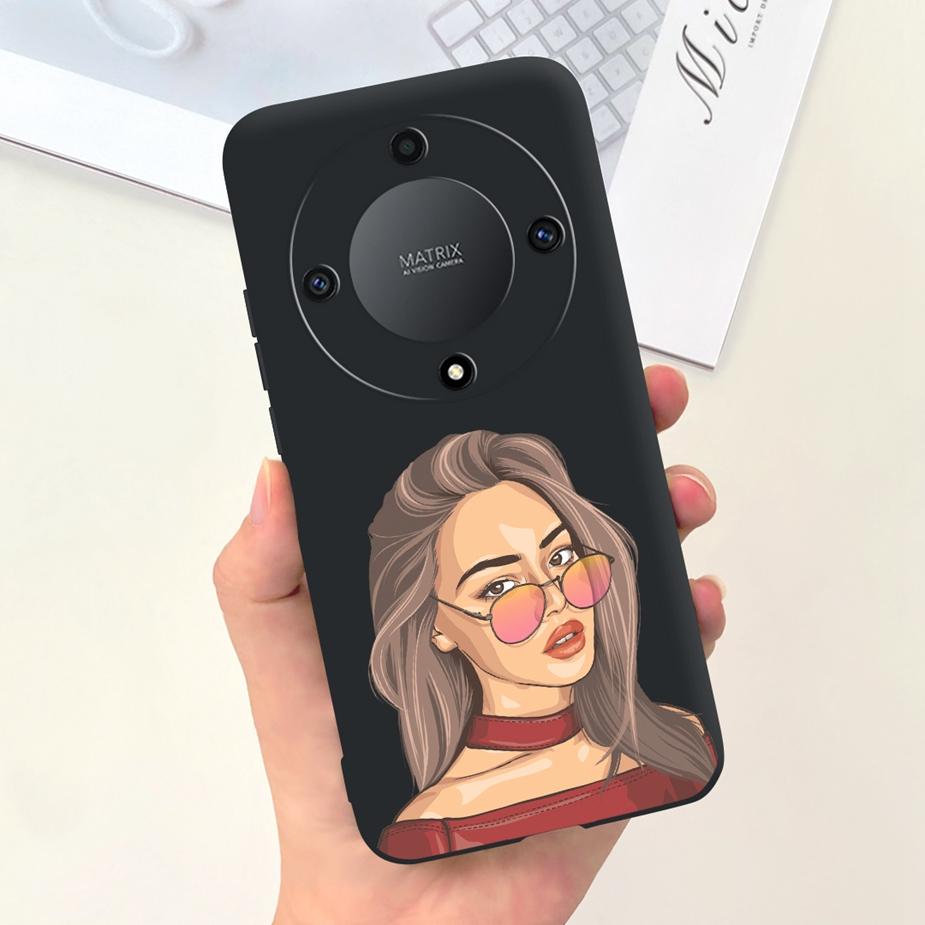 Für Honor Magic6 Lite Hülle Honor X9b Hübsche Mädchen Sonnenblumen Hülle Weiche Silikon Handyhülle Für Honor Magic6 Lite HonorX9b Bumper
