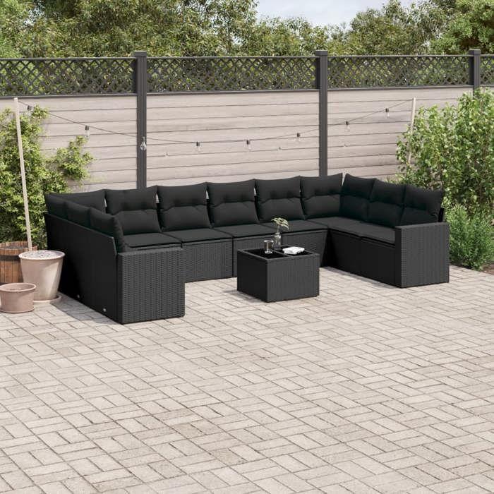 VidaXL Garden Lounge Set with Cushions 11 Pcs, Patio Sofas, Patio Furniture Set, Outdoor Furniture, Black 3219465