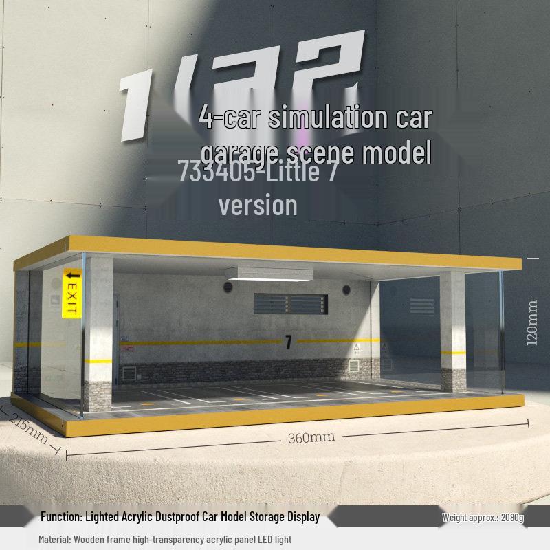 Wooden Car Model Garage with Lights - Cross-Border Simulation Dust Cover 1:32 Scene Ornaments.