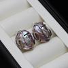 Natural Big Baroque Pearls Earrings For Women,Real Freshwater Pearl Stud Earrings 925 Silver Boho Earrings Wife Mother Gift