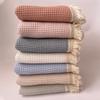 Quasten Babydecken Neugeborene Waffelbaumwolle Baby Puckdecke Neugeborenes Kinderwagen Decke Bettwäscheartikel Kleinkind Nickerchen Bettbezug